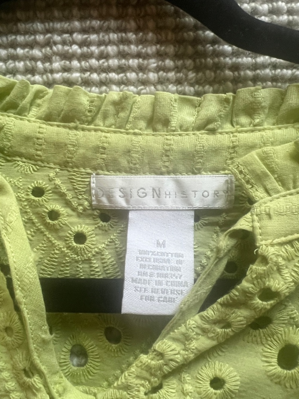 Design History Lime Eyelet Ruffle Top - Picture 2 of 5